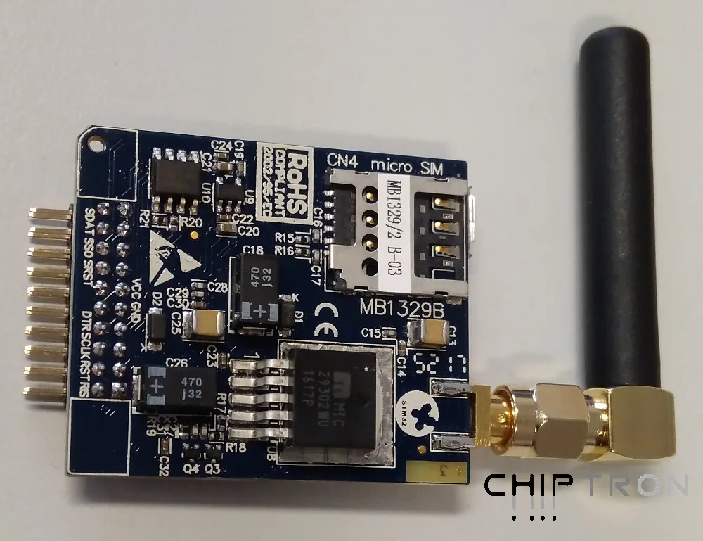 Vývojová deska STM32 P-L496G-CELL02 s LTE modulem a anténou