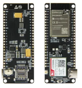 Pohled z obou stran na desku TTGO T-Call s ESP32 a SIM800L