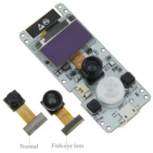 Deska TTGO T-Camera s modulem ESP32, OLED displejem, kamerou a PIR čidlem