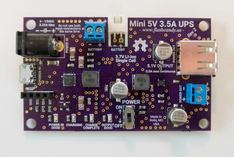 Deska UPS Mini 5V 3.5A s konektory pro baterii a výstupy