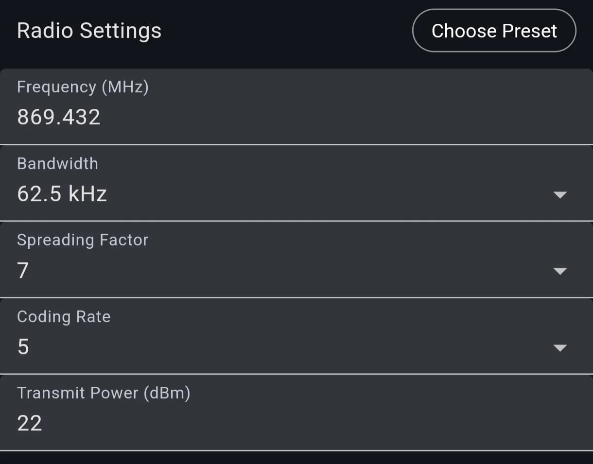 Nastavení MeshCore zařízení v Česku