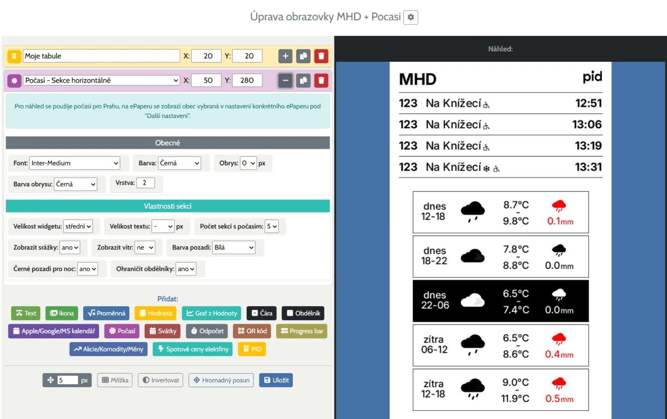 Widget PID a Počasí