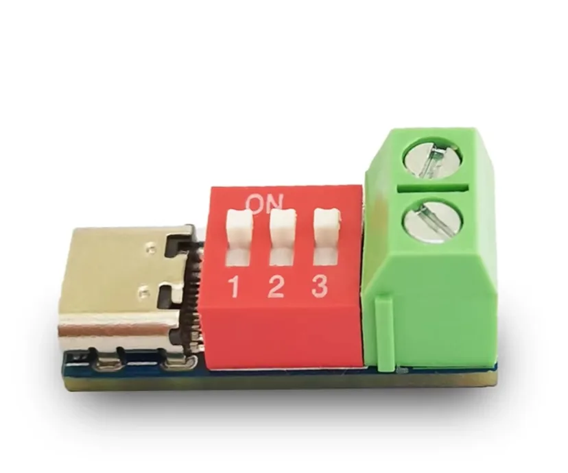 Přepínač napájecího napětí PDSink USB-C PD/QC/BC s DIP (5V 9V 12V 15V 20V)