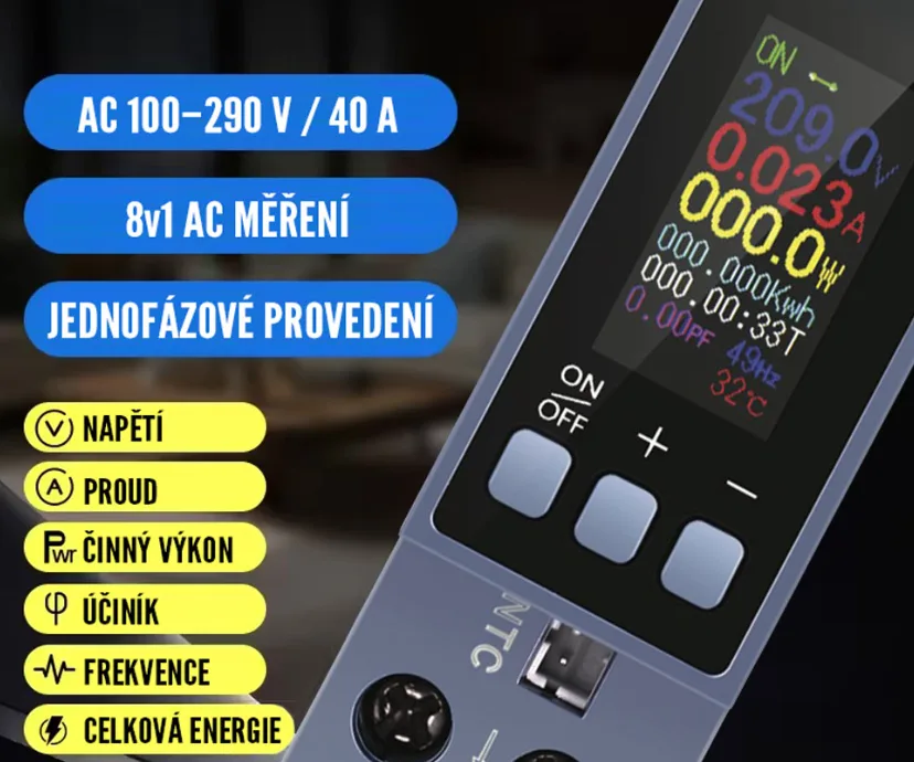 KWS-303 - Digitální multifunkční DIN voltmetr a ampérmetr