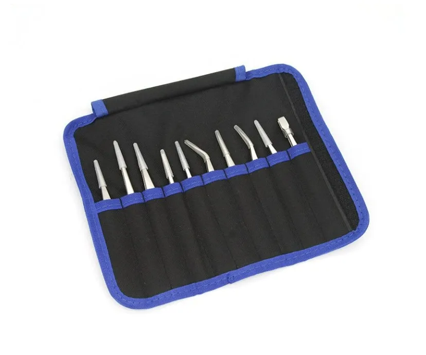 Sada ST vysokopřesných pinzet z kalené nerezové oceli s antistatickým povrchem, 10 dílná