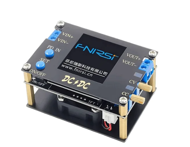 FNIRSI DC-DC nastavitelný stabilizovaný zdroj, boost/buck, CC/CV, USB-C PD vstup 4A/50W
