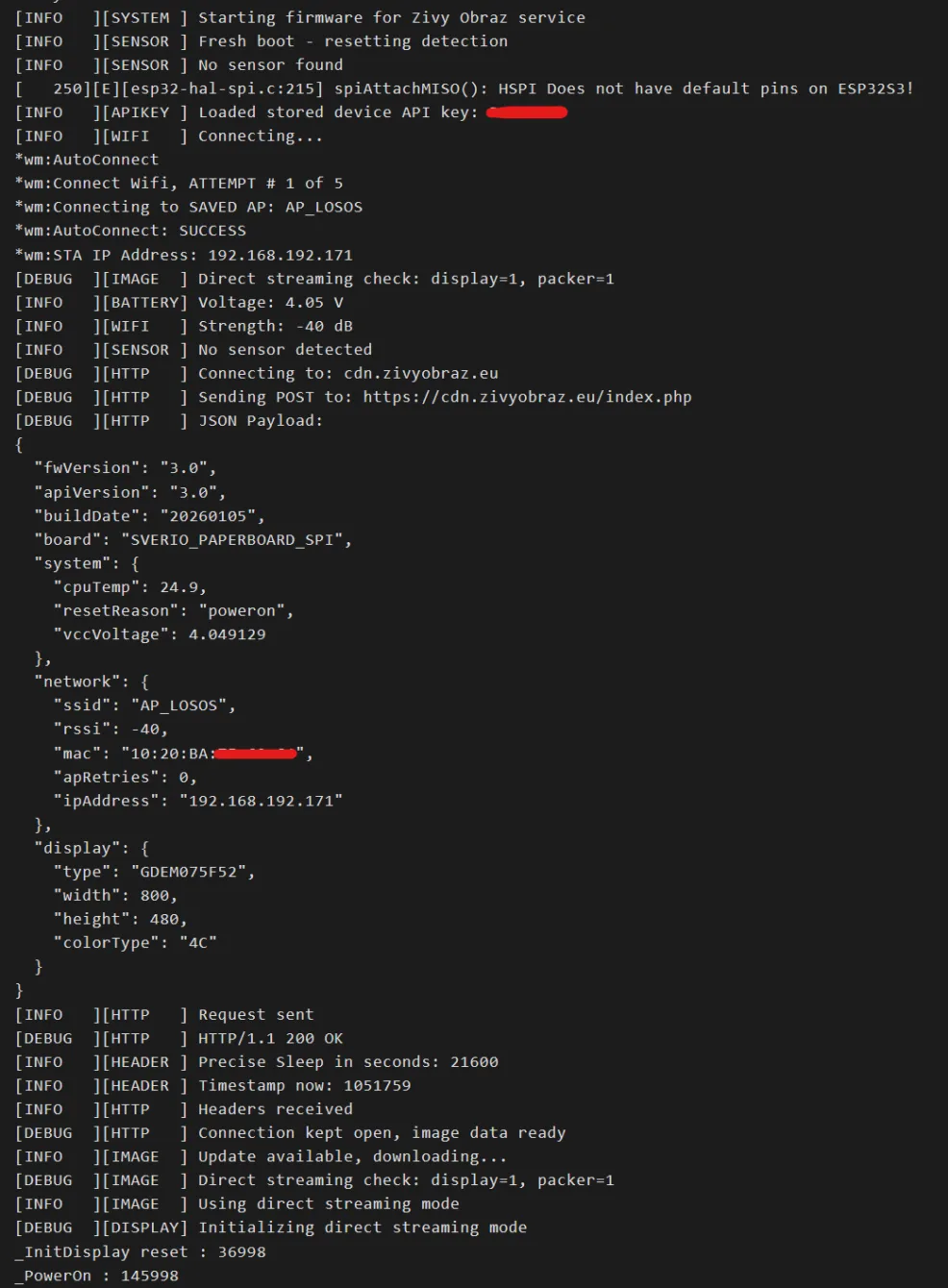 Debugovací informace v konzoli