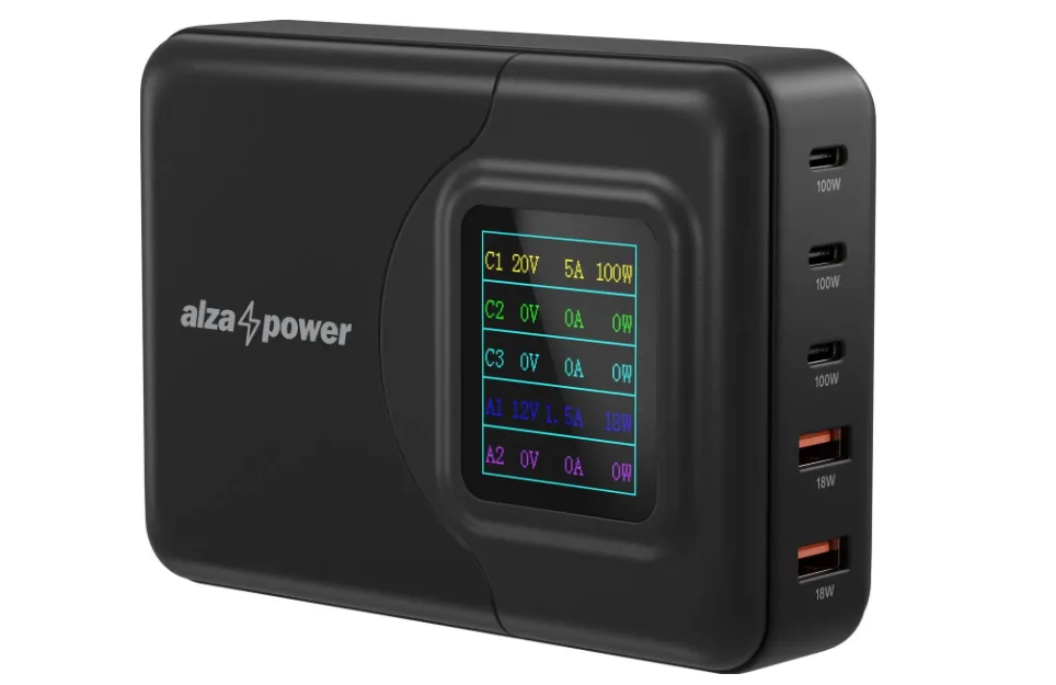 AlzaPower M500 Digital Display Multi Ultra Charger 200W černá