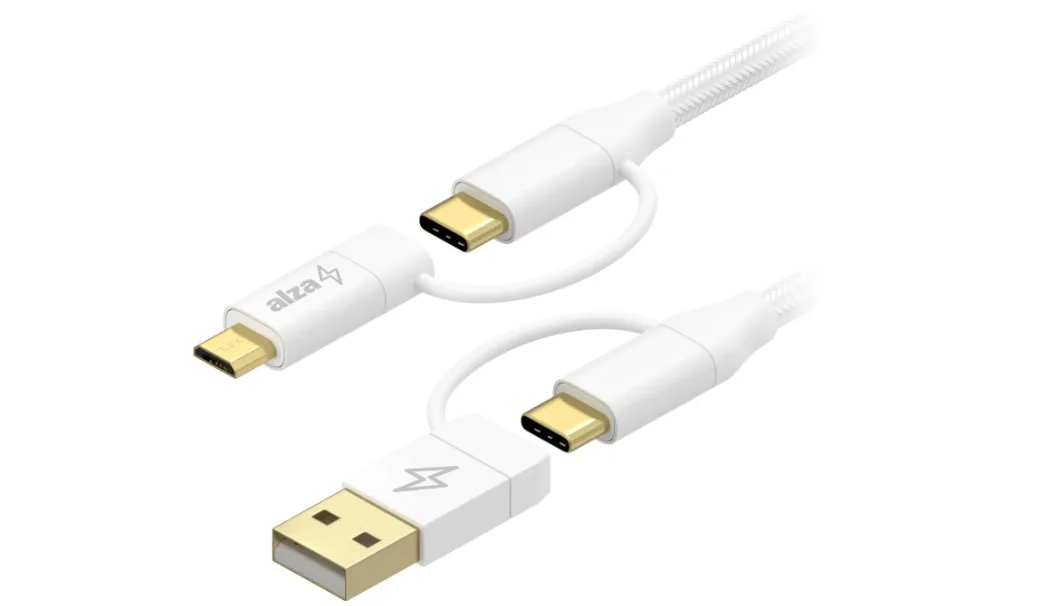 AlzaPower MultiCore 4in1 USB 60W 480Mbps 2m bílý