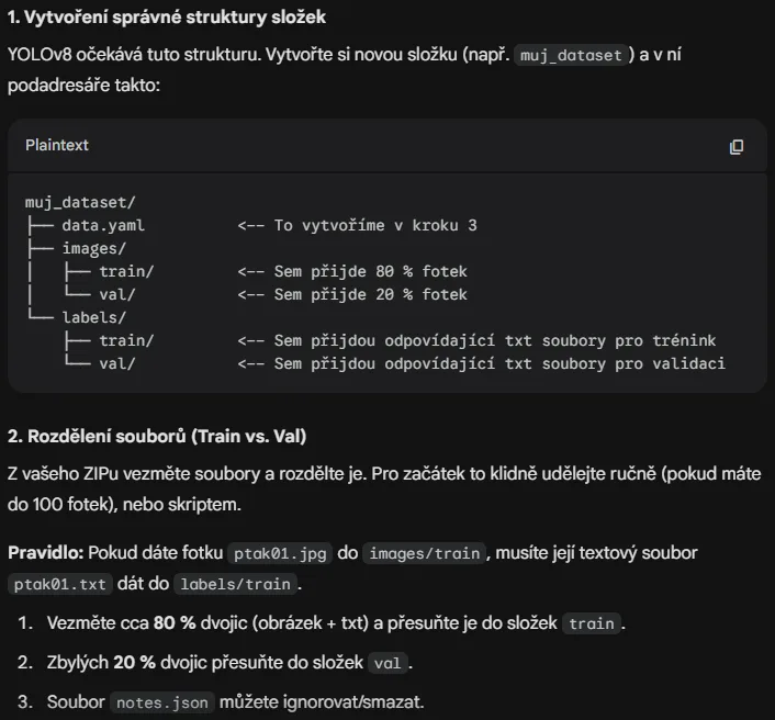 Datová struktura programu Ultralytics