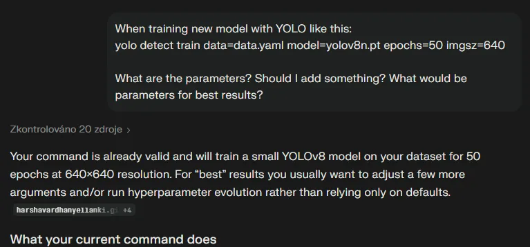 Vstupní parametry příkazu