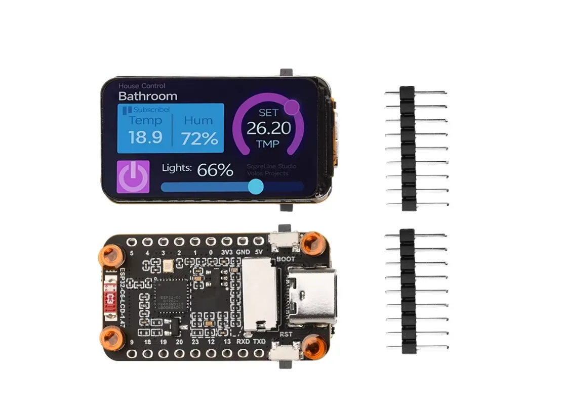 ESP32-C6 vývojová deska s 1.47" TFT LCD, WiFi 6, Bluetooth 5, USB-C