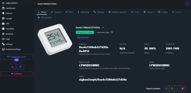 Xiaomi Mi Thermometer Zigbee