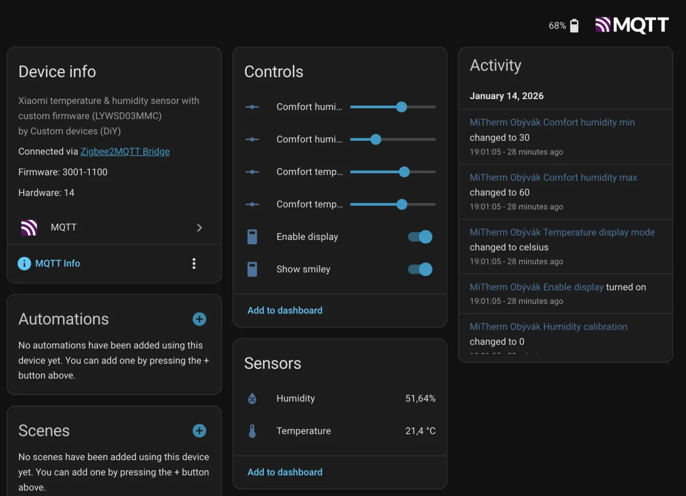 Xiaomi Mi Thermometer HomeAssistant