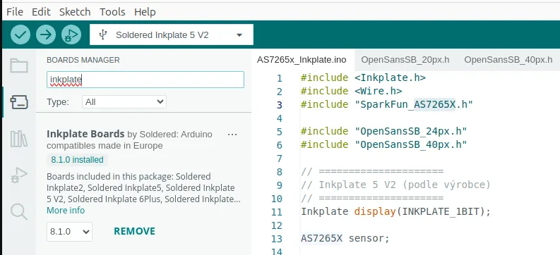 Podpora desek Inkplate