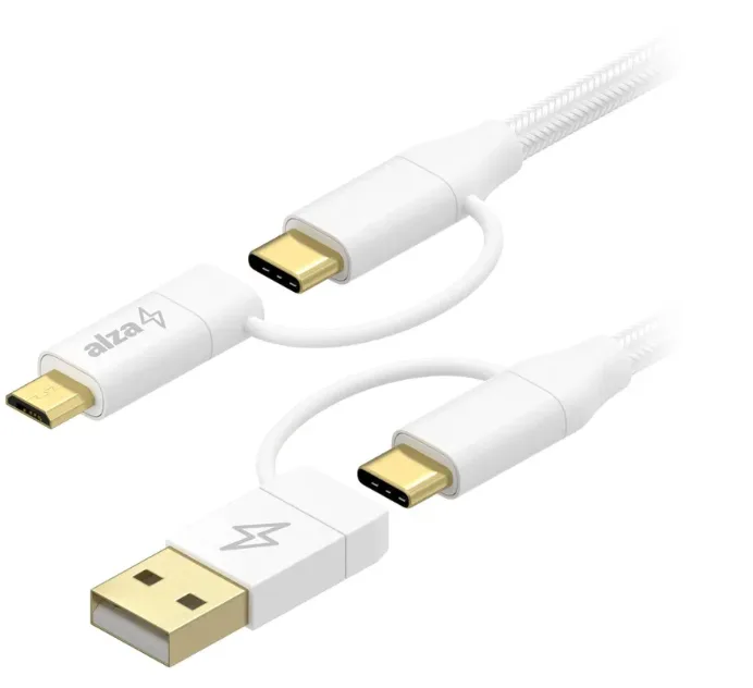 AlzaPower MultiCore 4in1 USB 60W 480Mbps 1m bílý