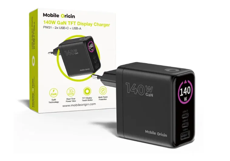 Mobile Origin 140W GaN Display Charger PW21 - 2x USB-C + USB-A