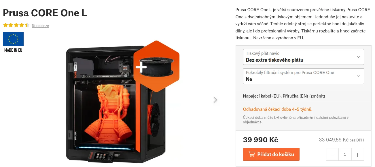 Cena Prusa Core One L
