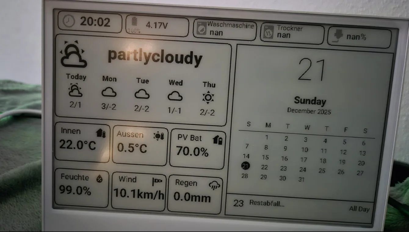 Výsledek návrhu na ePaper displeji