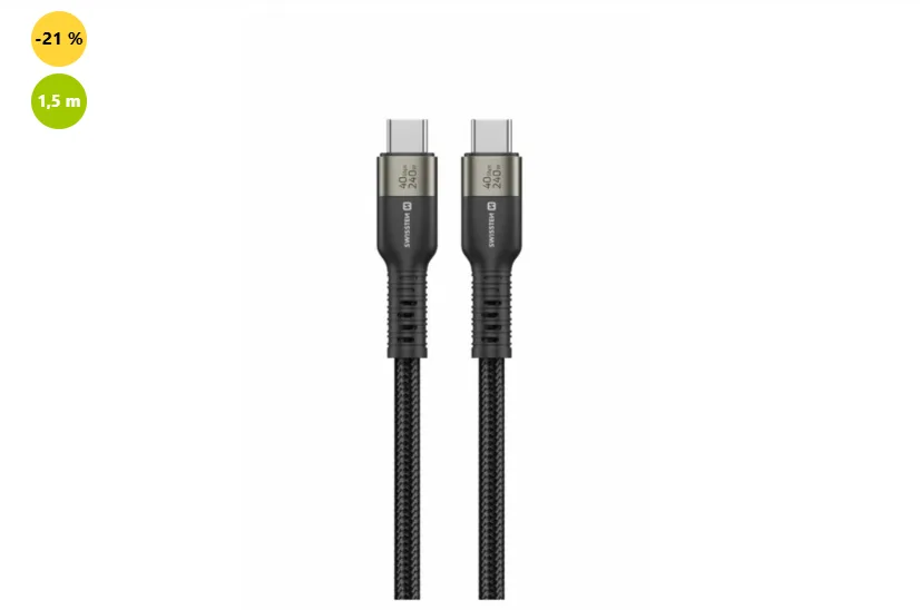 Swissten datový video kabel USB 4.0, USB-C, 240W