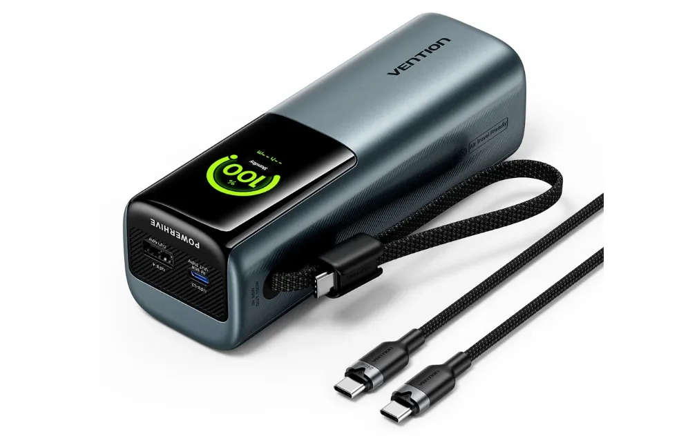 Vention 20000mAh Power Bank (USB-C + USB-C/USB-C/USB-A) 165W Gray TFT Display Type