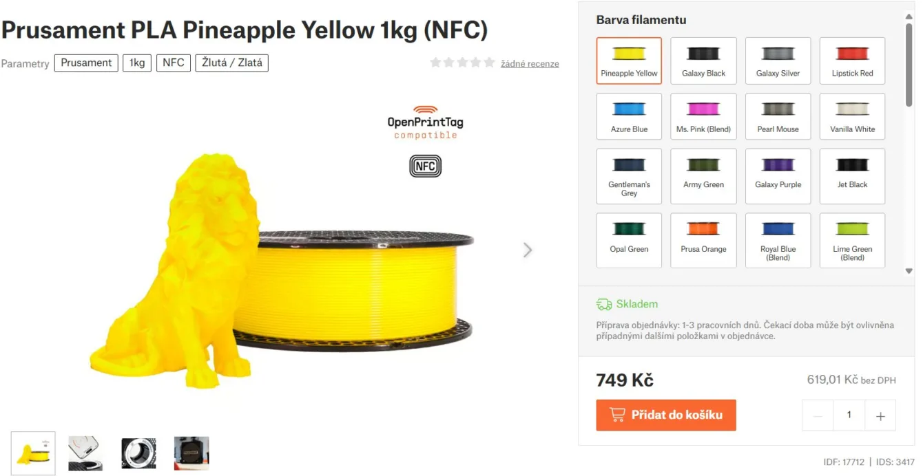 Porovnání cena na Alza a Prusa3D 