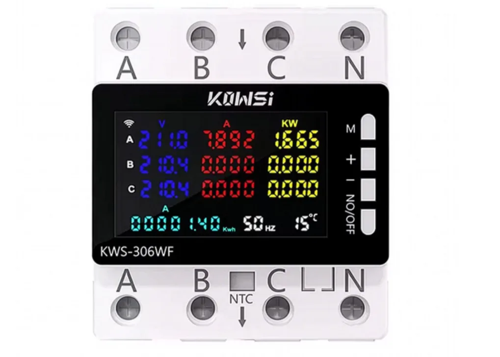 KWS-306WF - Třífázový multifunkční elektroměr na DIN lištu s WiFi