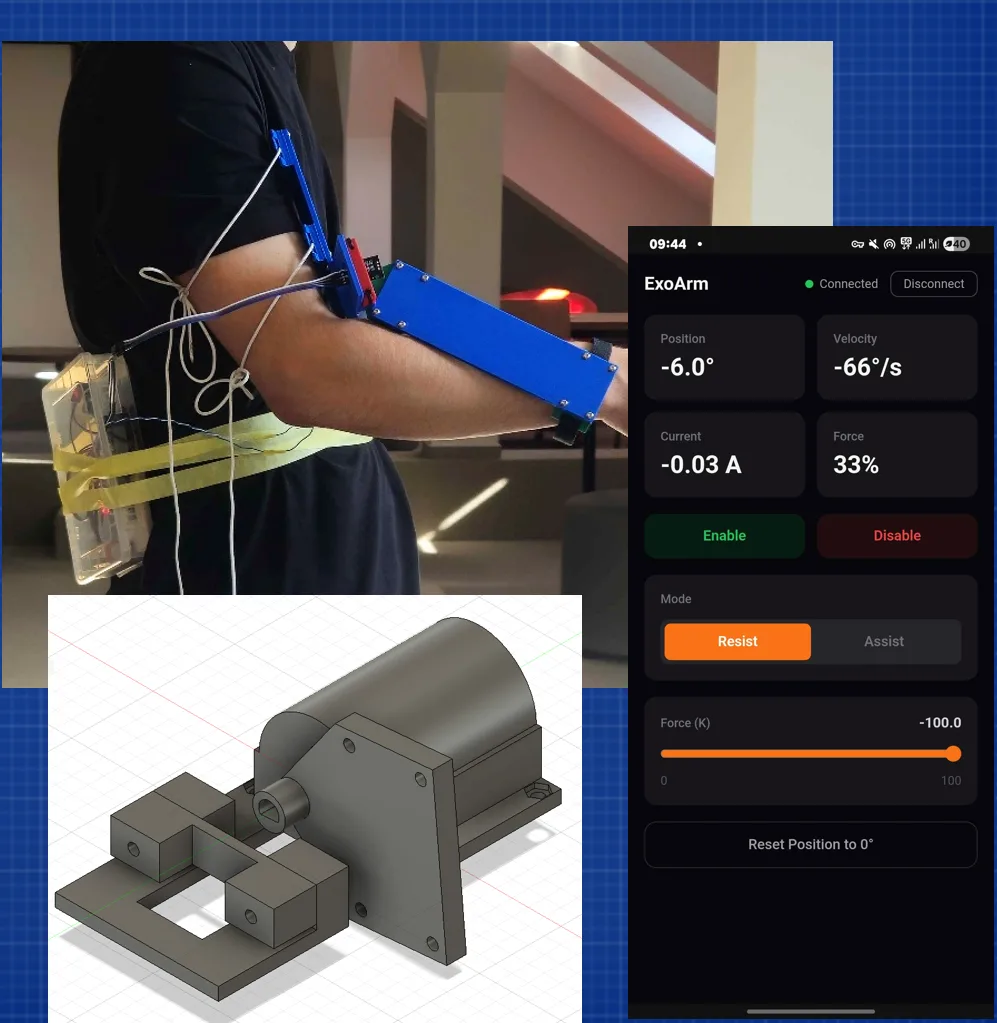 Část exoskeletu a apliakce na telefon