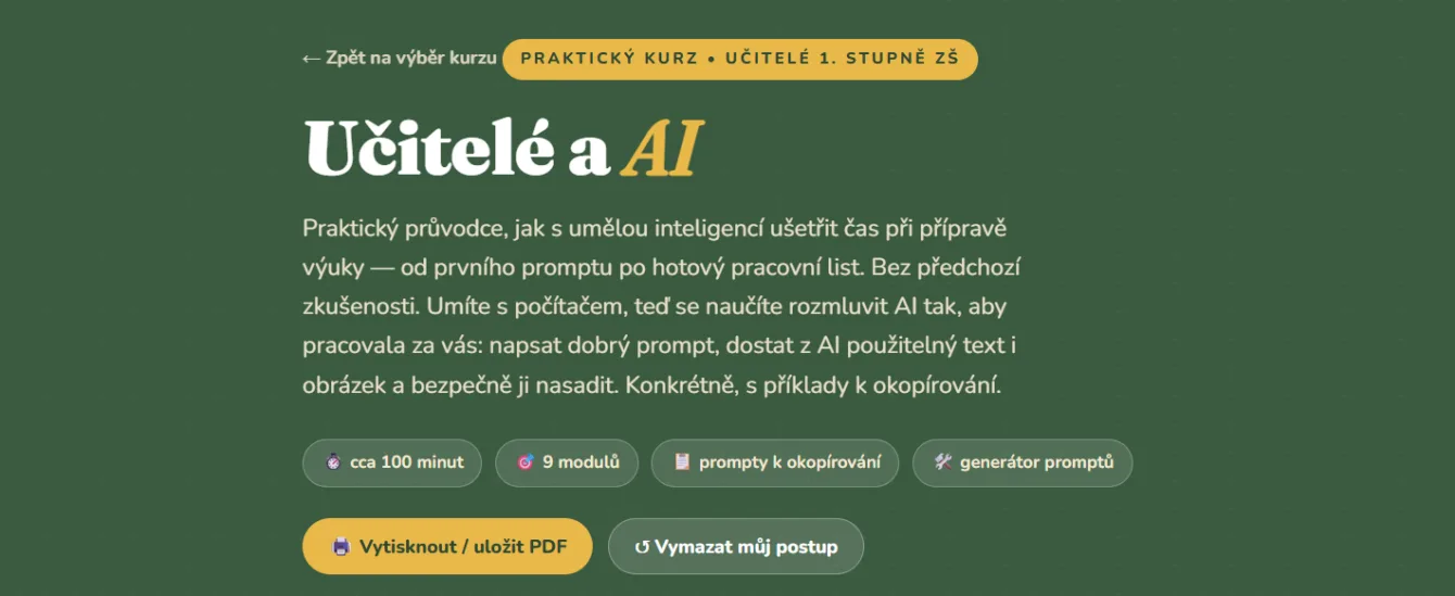 Kurz Učitelé a AI