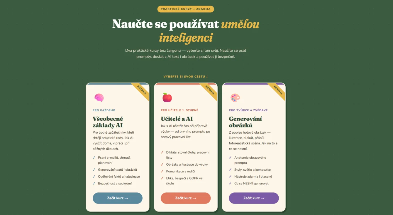 AI kurzy zdarma: naučte se používat umělou inteligenci prakticky a česky