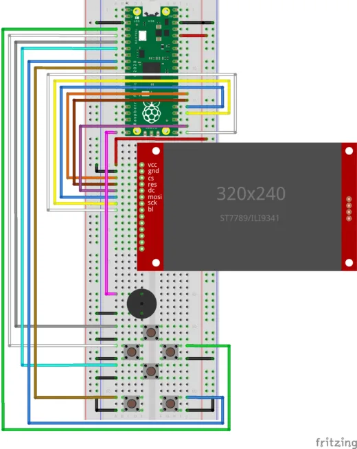 Zapojení PicoPadu na breadboardu