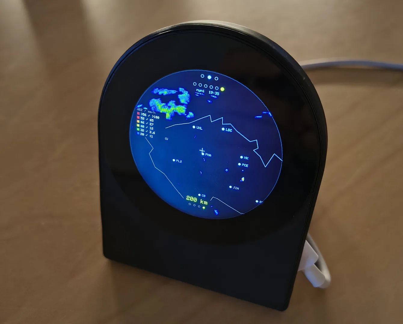Meteoradar od ČHMÚ na 2.1" displeji