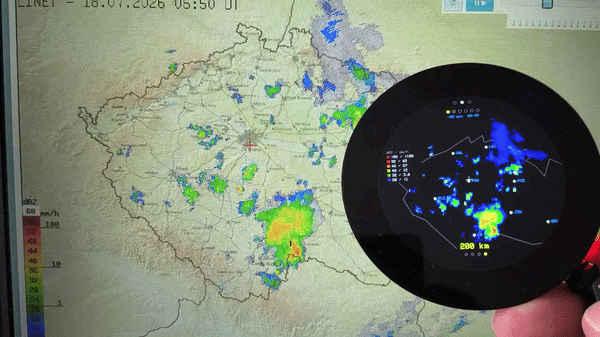 Meteoradar od ČHMÚ na 2.1" displeji