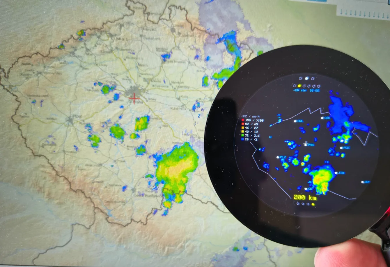 Meteoradar od ČHMÚ na 2.1" displeji