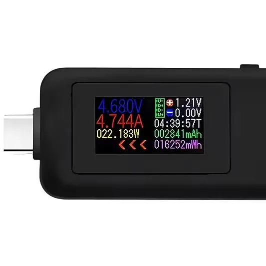 USB-C tester KWS-1902C s barevným displejem (4-30V/0-5A)