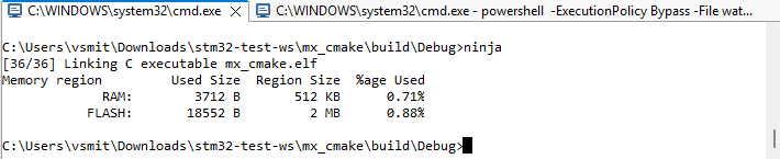 Build CMake projektu z CubeMX pomocí ninja v terminálu