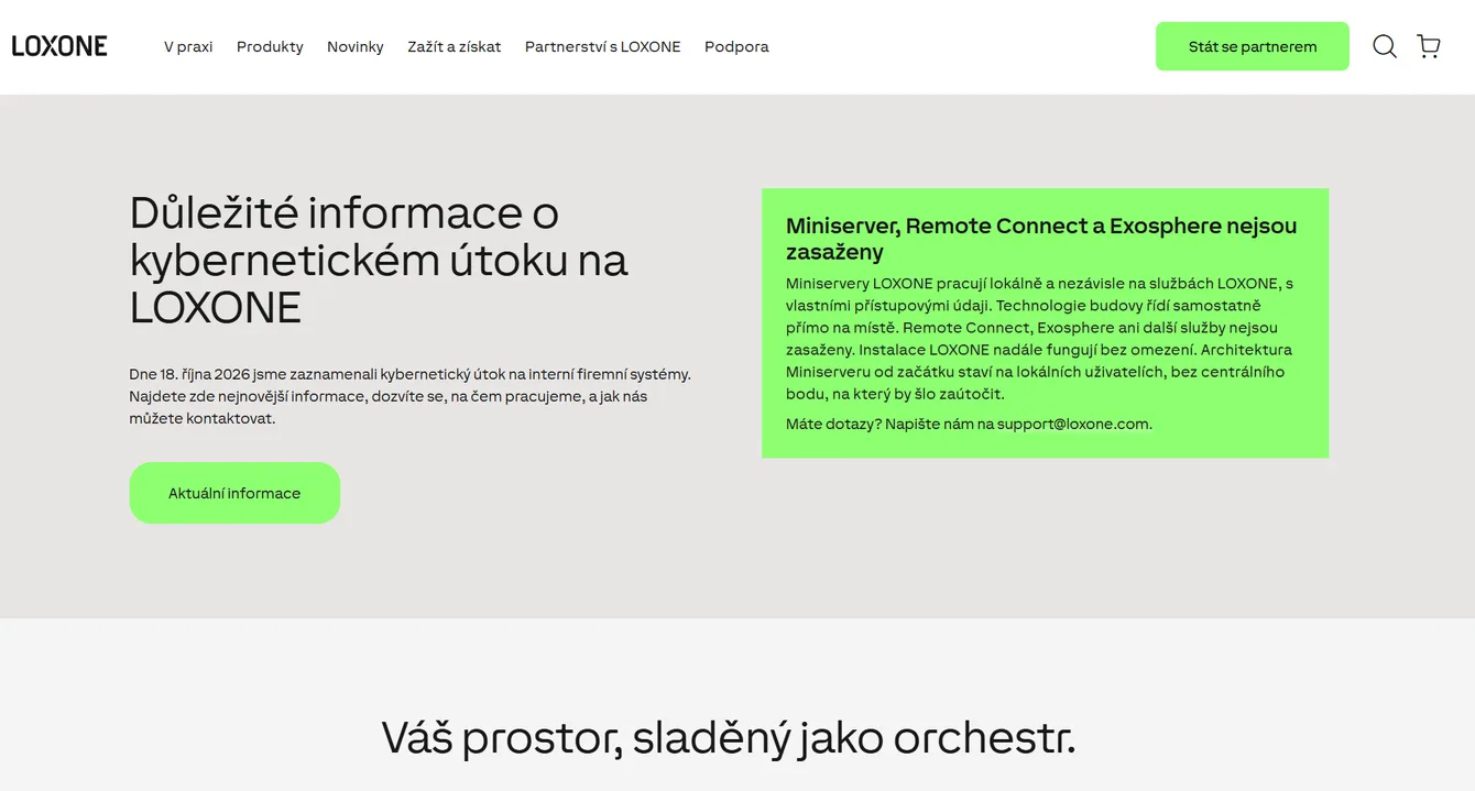 Upozornění na hack loxone